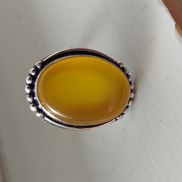 Honey Yellow Onyx Ring 🍯🐝 .925 SS Overlay - Picture 1 of 5